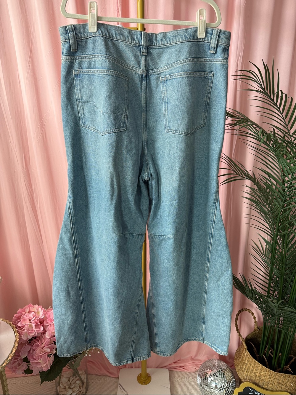 Free People We the Free Eden High Rise Slouchy Denim Jeans Light Blue Flare 33 - Picture 6 of 9